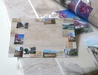 Geschenkpapier und Ansichtskarte mit Motiven des historischen und heutigen Bad Breisig