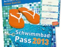 Rhein-Meile aktiv: Gestaltung "Schwimmbad-Pass" und Plakat.