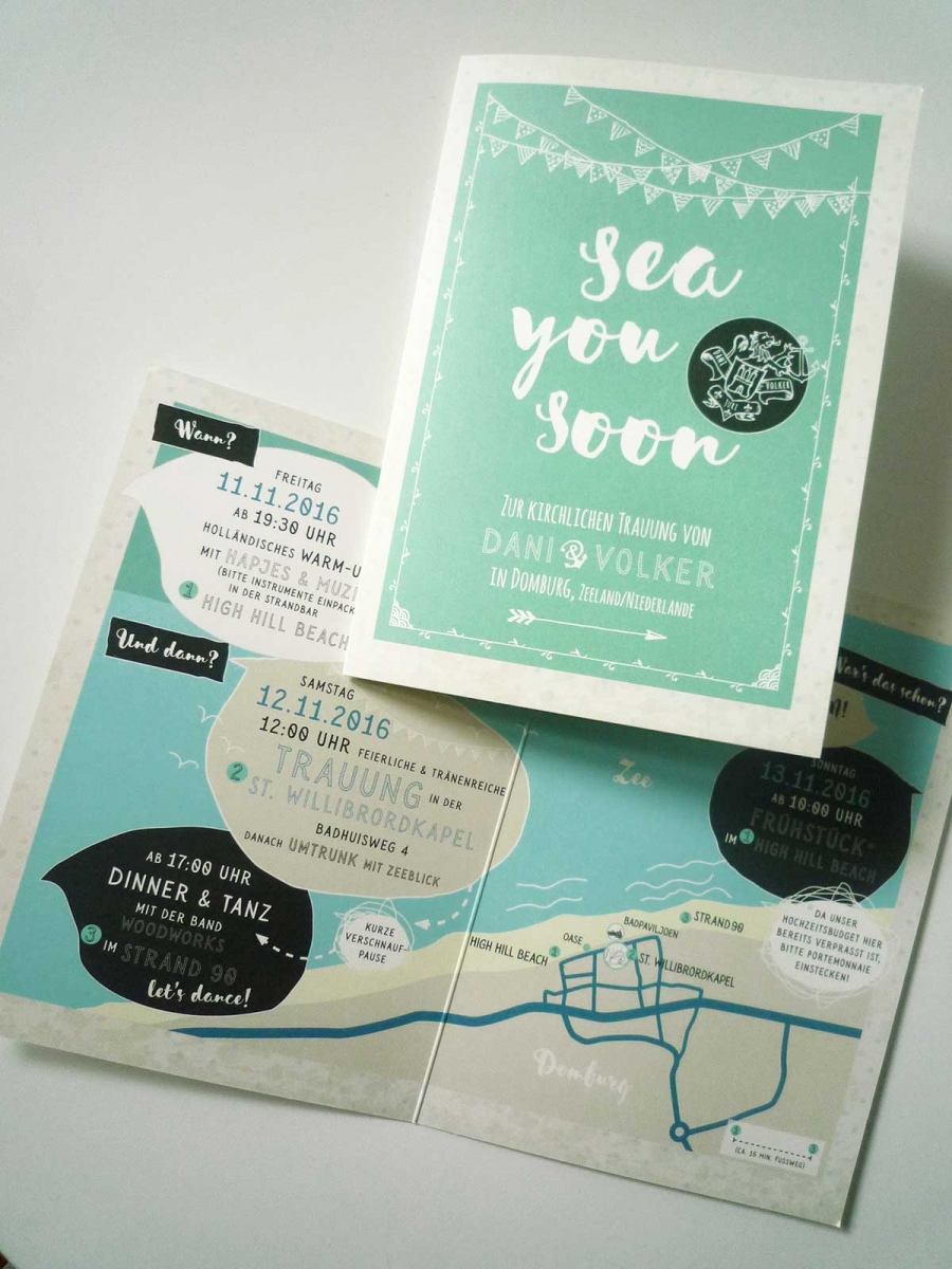 Einladungskarten für Hochzeitsevent an zwei Orten/Terminen