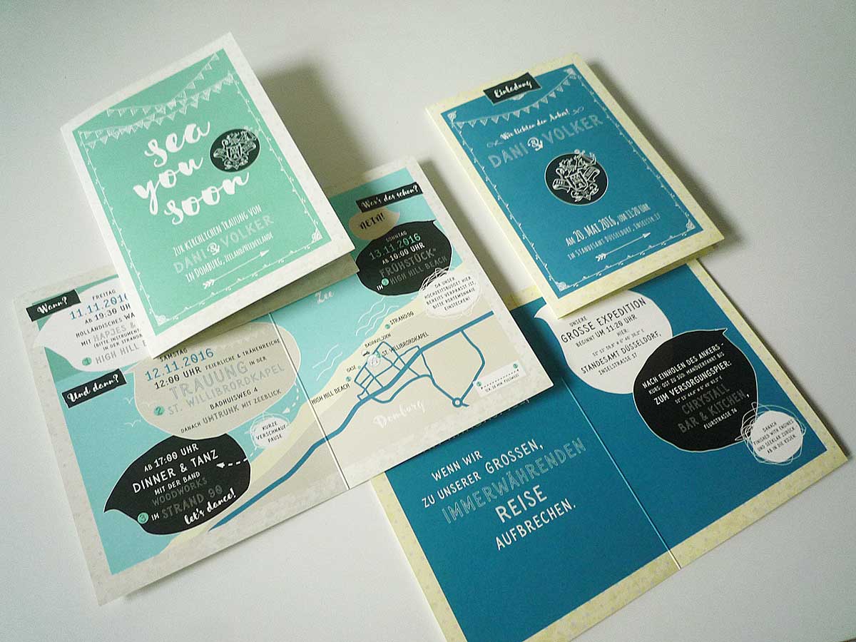 Einladungskarten für Hochzeitsevent an zwei Orten/Terminen