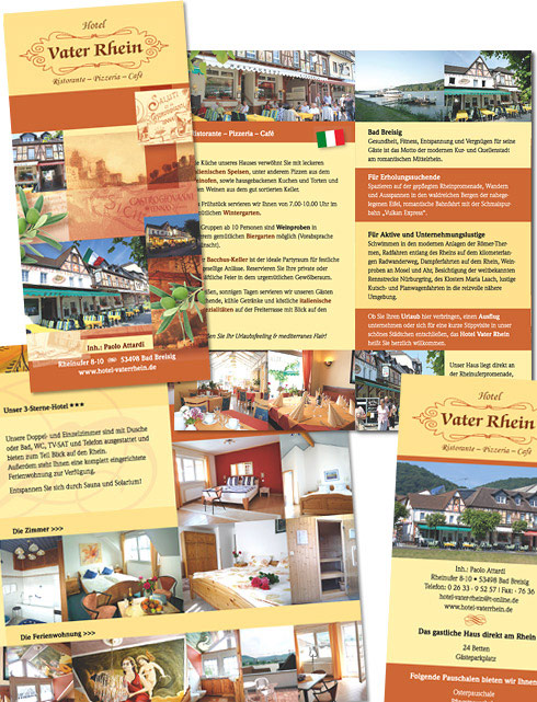 Gestaltung Hotelprospekt für Hotel und Restaurant - Stelltafel