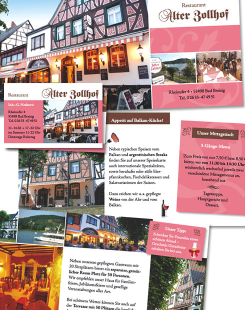 Gestaltung Visitenkarte und Folder Restaurant