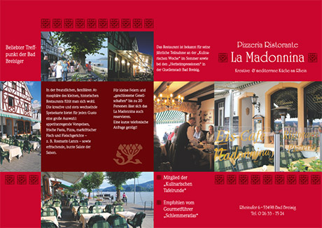 Flyer für italienisches Restaurant Madonnina, Bad Breisig