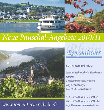 Gestaltung Werbeanzeige Romantischer Rhein Tourismus in der Tageszeitung "WZ"